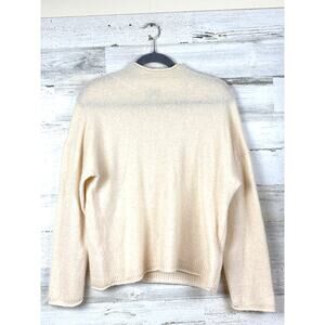 J. Crew Womens L Cream 100% Cashmere Relaxed Roll Neck Luxury Sweater
